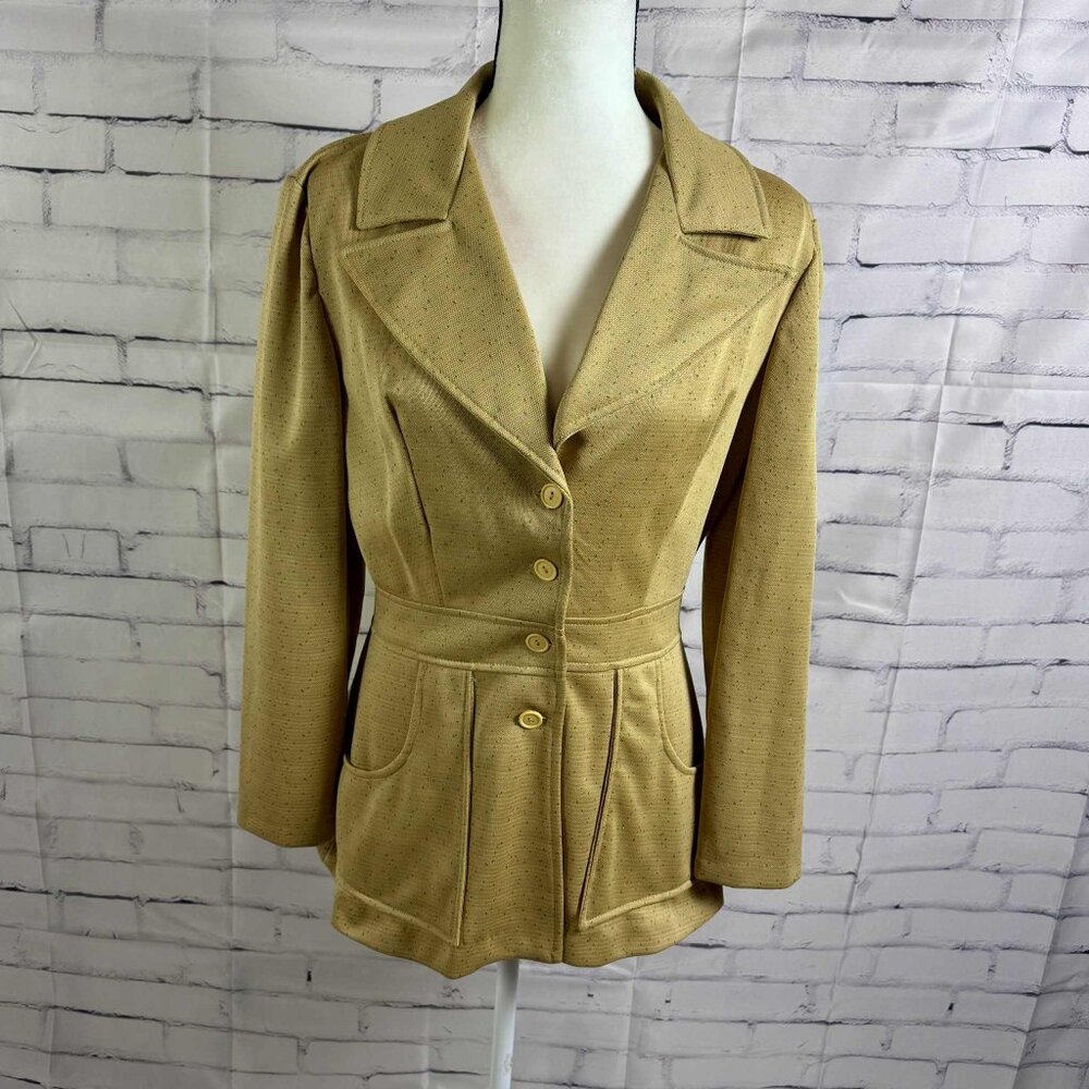 Vintage 70s Tan Speckled Button-Front Blazer Jacket – Made in USA – ILGWU Union